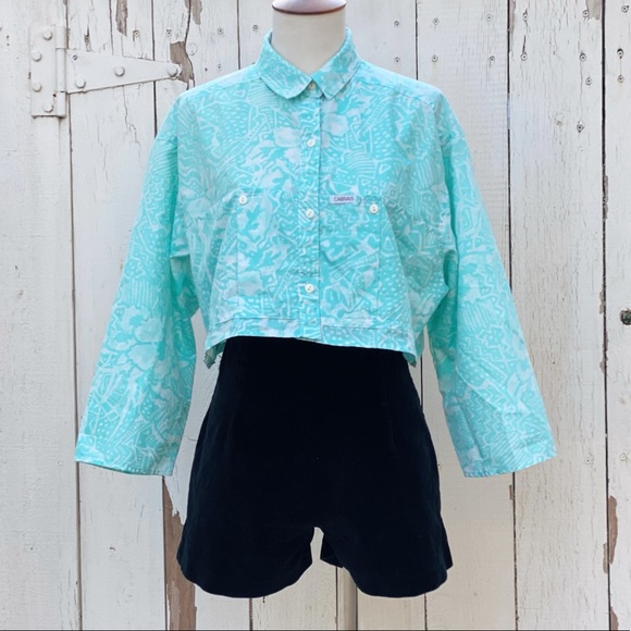 Vintage Tops - 🚨LAST CALL🚨80s Cabrias Cropped Utility Button Up